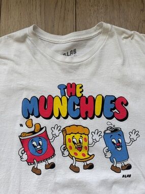 A-Lab The Munchies Funny Graphic T-Shirt Men’s Large White Streetwear Cotton